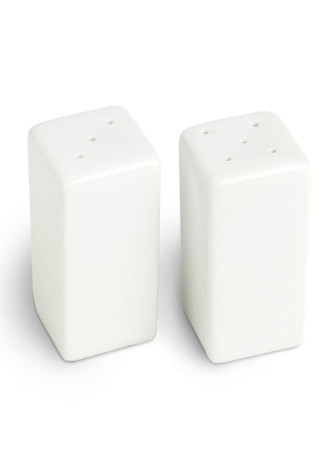 Urban Snackers Porcelain Square Shaped Pepper & Salt Pot, Set of 2, White - Image 2
